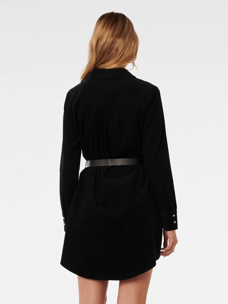 Forever New Black 100% Cotton Lucie Long Sleeves Corduroy Mini Dress - Image 2 of 4