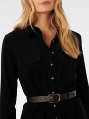 Forever New Black 100% Cotton Lucie Long Sleeves Corduroy Mini Dress - Image 3 of 4