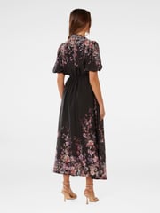 Forever New Black Adele Printed Midi Dress with a touch of Linen - Image 2 of 3
