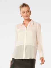 Forever New Cream Scout Sheer Panelled Shirt - Image 1 of 4