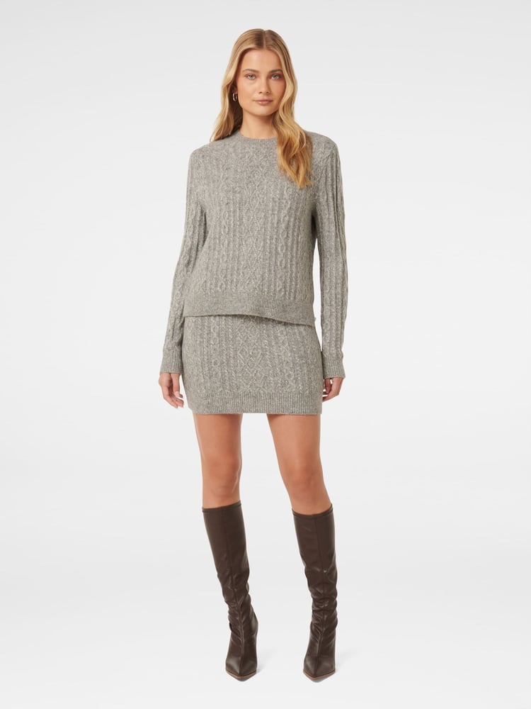Forever New Grey Rosie Cable Co-ord Jumper - Image 1 of 3