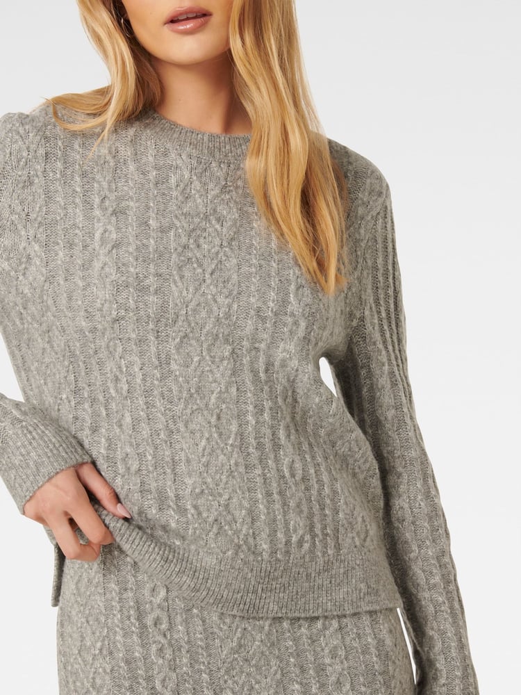 Forever New Grey Rosie Cable Co-ord Jumper - Image 3 of 3