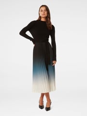 Forever New Black Harmony Ombre Pleated Midi Dress - Image 1 of 3