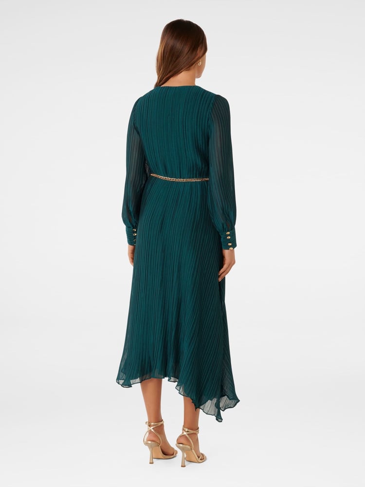 Forever New Green Genevieve Crinkle Midi Dress - Image 2 of 3