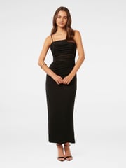 Forever New Black Leah Mesh Layered Bodycon Dress - Image 1 of 3