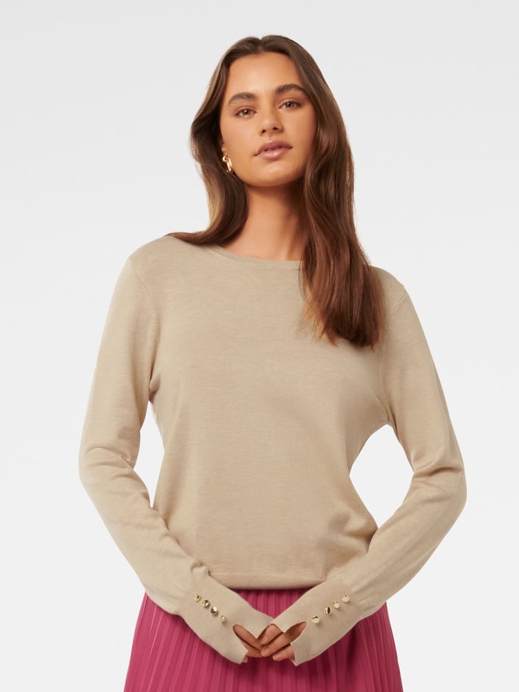 Forever New Cream Katie Crew Neck Sweater - Image 1 of 4