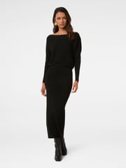 Forever New Black Ciara Petite Tipped Midi Dress - Image 1 of 3