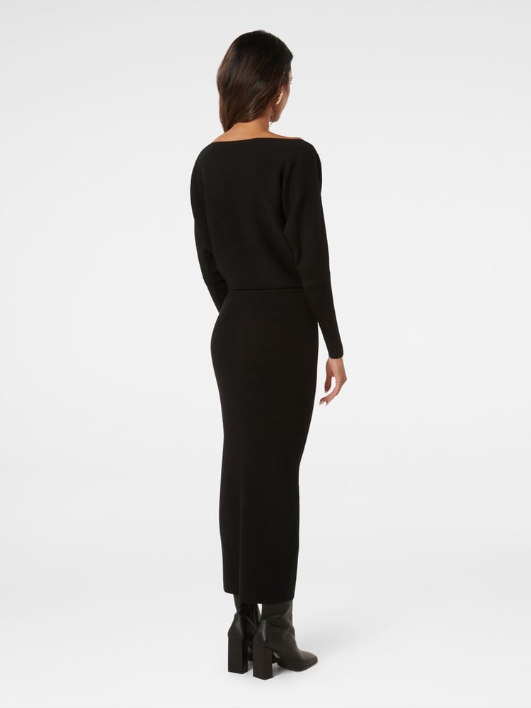 Forever New Black Ciara Petite Tipped Midi Dress - Image 2 of 3