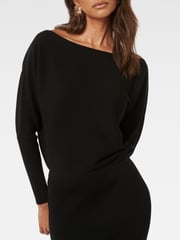 Forever New Black Ciara Petite Tipped Midi Dress - Image 3 of 3
