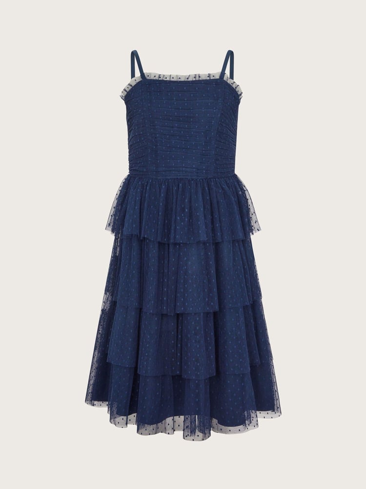 Monsoon Blue Inga Spot Tulle Prom Dress - Image 1 of 3