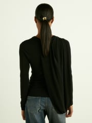 Reiss Black Ellie Draped-Jersey Top - Image 3 of 5