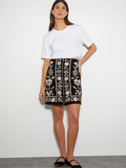 Monsoon Black Phoebe Embroidered Velvet Mini Skirt - Image 4 of 4