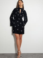 Monsoon Black Moira Embroidered Bow Dress - Image 1 of 4