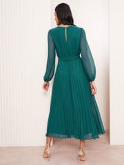 Friends Like These Blue Pleated Chiffon Flutter Sleeve Midi Dress - Image 4 of 4