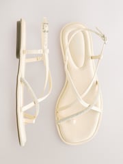 Nude Pink Standard/Wide Fit Forever Comfort® Strappy Bling Toe Loop Sandals - Image 1 of 7