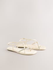 Nude Pink Standard/Wide Fit Forever Comfort® Strappy Bling Toe Loop Sandals - Image 4 of 7