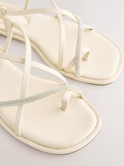 Nude Pink Standard/Wide Fit Forever Comfort® Strappy Bling Toe Loop Sandals - Image 7 of 7