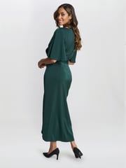 Gina Bacconi Green Misha V-Neck Midi Dress - Image 2 of 5