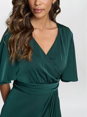 Gina Bacconi Green Misha V-Neck Midi Dress - Image 3 of 5