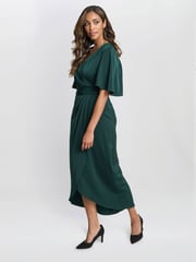 Gina Bacconi Green Misha V-Neck Midi Dress - Image 4 of 5