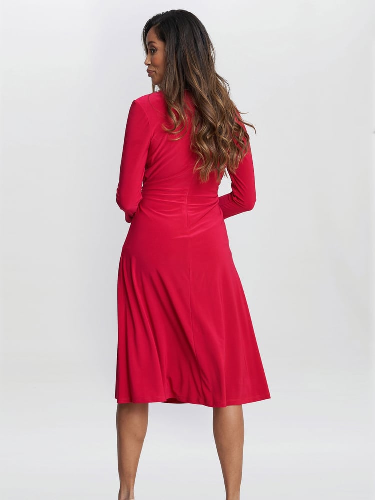 Gina Bacconi Red Antonia Jersey Wrap Dress - Image 2 of 5