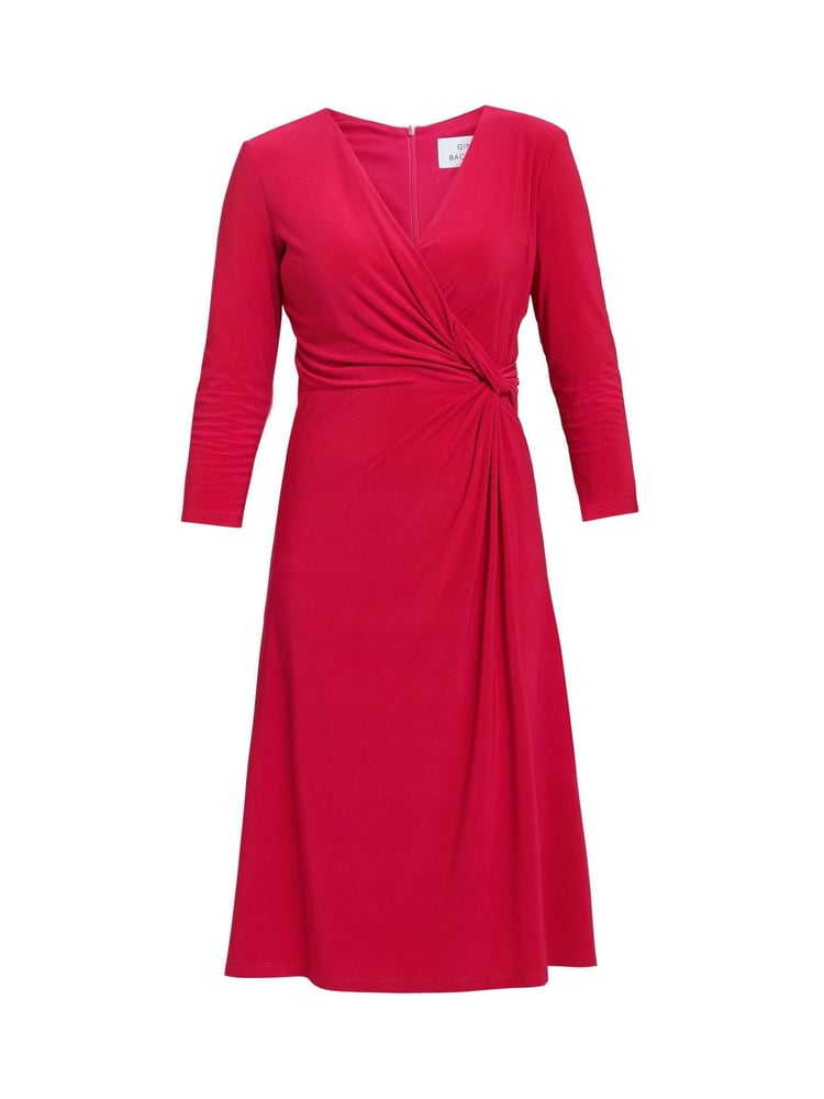 Gina Bacconi Red Antonia Jersey Wrap Dress - Image 5 of 5