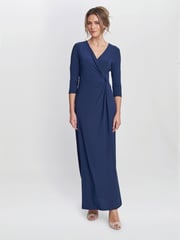 Gina Bacconi Blue Celine Jersey Wrap Maxi Dress - Image 1 of 5
