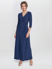 Gina Bacconi Blue Celine Jersey Wrap Maxi Dress - Image 3 of 5