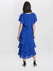 Gina Bacconi Blue Rebecca Midi Tiered Dress With Shoulder Trim - Image 2 of 4
