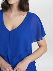 Gina Bacconi Blue Rebecca Midi Tiered Dress With Shoulder Trim - Image 4 of 4