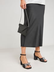 Simply Be Black Wide Fit Wide Fit Diamante Crossover Strap Heeled Sandals - Image 2 of 4