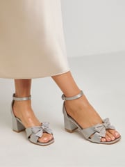 Simply Be Silver Wide Fit Wide Fit Diamante Crossover Strap Heeled Sandals - Image 1 of 4