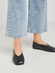 Simply Be Black Wide Fit Soft Leather High Cut Ballerina - Image 3 of 4