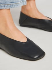 Simply Be Black Wide Fit Soft Leather High Cut Ballerina - Image 4 of 4