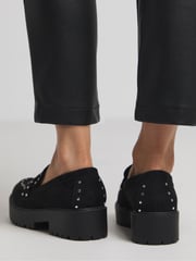 Simply Be Black Wide Fit Stud Detail Chunky Loafers - Image 2 of 4