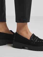 Simply Be Black Wide Fit Stud Detail Chunky Loafers - Image 3 of 4