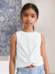 White Wrap Front Rib Vest (3-16yrs) - Image 1 of 4