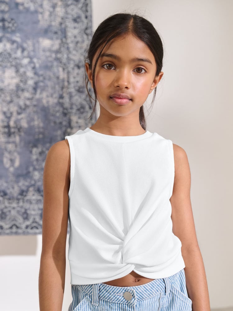 White Wrap Front Rib Vest (3-16yrs) - Image 1 of 4