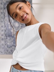 White Wrap Front Rib Vest (3-16yrs) - Image 2 of 4