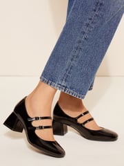 Friends Like These Black Standard Fit Low Block Heel Double Strap Mary Jane Court Shoes - Image 2 of 5