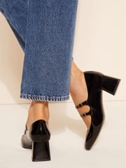 Friends Like These Black Standard Fit Low Block Heel Double Strap Mary Jane Court Shoes - Image 4 of 5