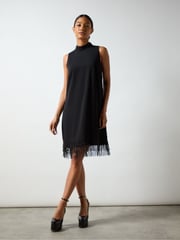 Ro&Zo Black Bead Trim Halter Dress - Image 1 of 4