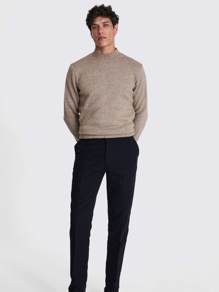 MOSS Blue Tailored Fit Moleskin 100% Cotton Trousers - Image 2 of 4