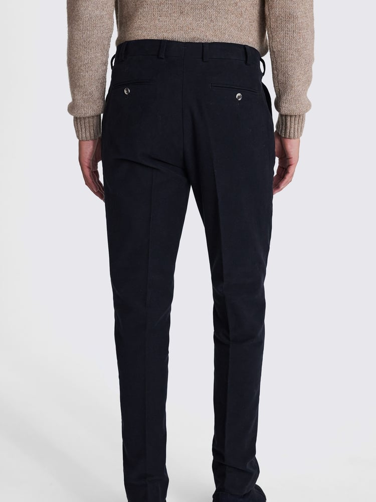 MOSS Blue Tailored Fit Moleskin 100% Cotton Trousers - Image 4 of 4
