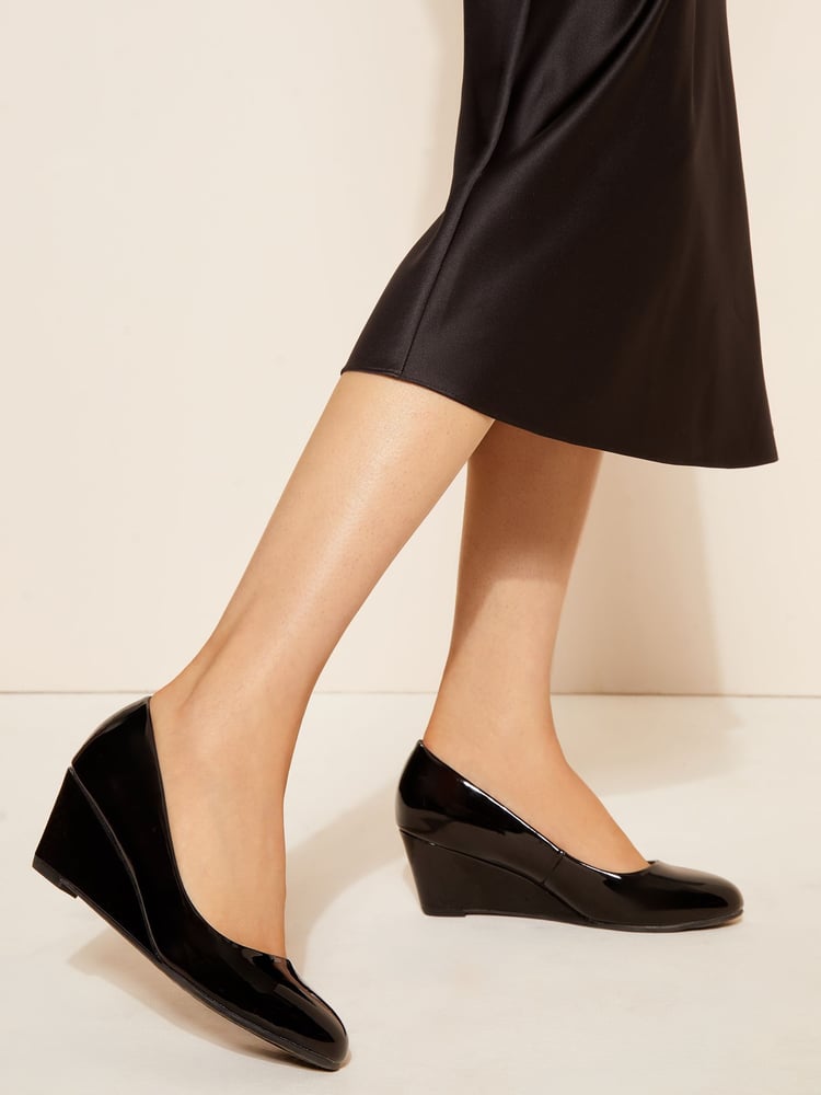 Friends Like These Black Standard Fit Mid Wedge Round Toe Court Shoes - Image 2 of 5