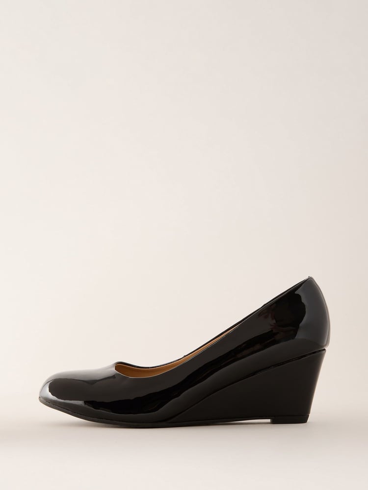 Friends Like These Black Standard Fit Mid Wedge Round Toe Court Shoes - Image 5 of 5