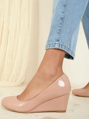 Friends Like These Nude Standard Fit Mid Wedge Round Toe Court Shoes - Image 1 of 5