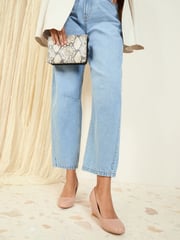 Friends Like These Nude Standard Fit Mid Wedge Round Toe Court Shoes - Image 3 of 5