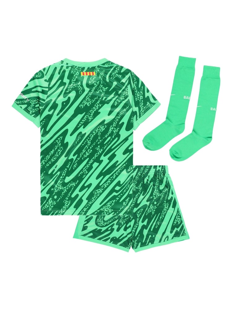 Nike Green Barcelona Home Goalkeeper Stadium Kit 2024-25 Little Kids - Image 5 of 5