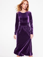 Boden Purple Petite Thea Velvet Jersey Midi Dress - Image 2 of 5